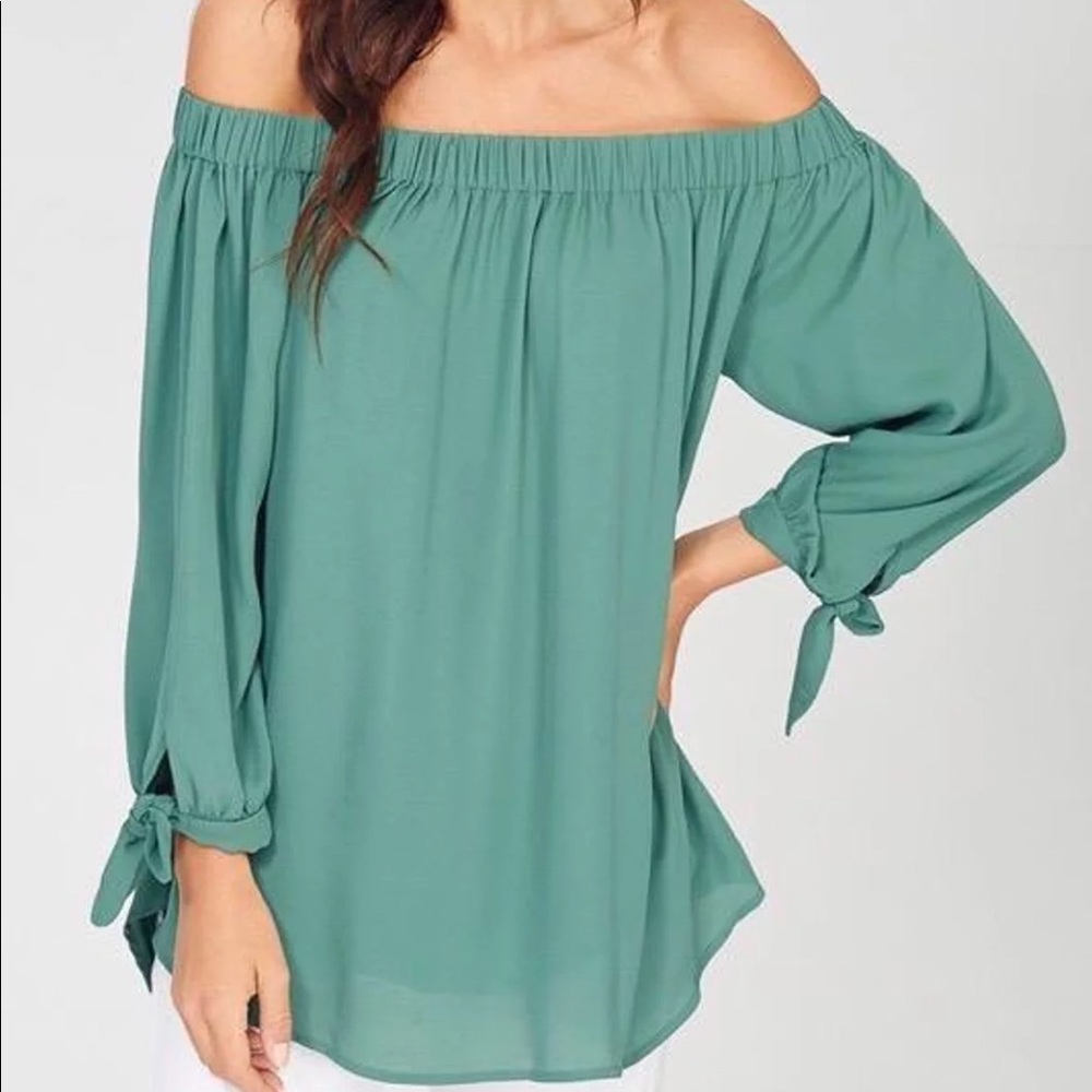 Green Off The Shoulder Top
